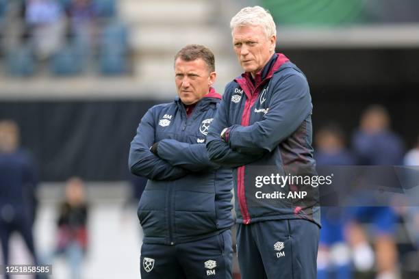 West Ham United FC assistant coach Billy McKinley, West Ham United FC coach David Moyes during the UEFA Conference League quarterfinal match between...