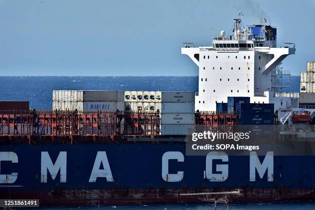 The container ship Alexandra of the company CMA CGM arrives at the French Mediterranean port of Marseille.