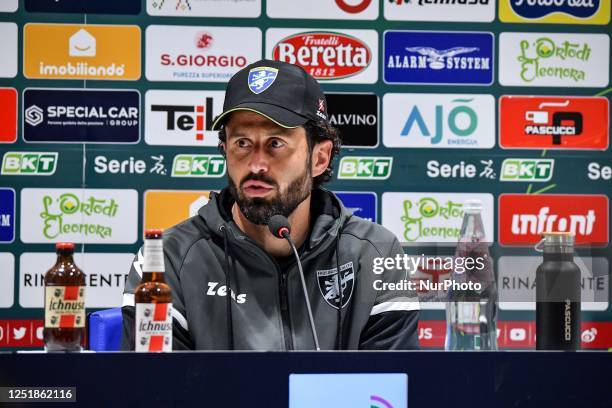 Fabio Grosso Mister of Frosinone Calcio, Conferenza Stampa, Press Conference during the Italian soccer Serie B match Cagliari Calcio vs Frosinone...