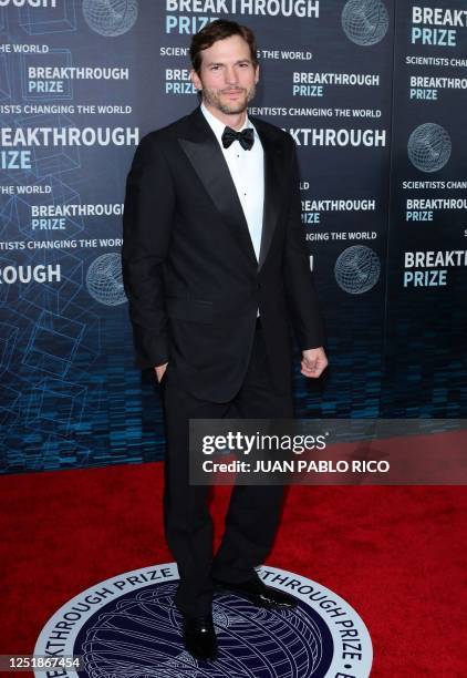 Actor Ashton Kutcher arrives for the ninth Breakthrough Prize awards ceremony at the Academy Museum of Motion Pictures in Los Angeles, April 15, 2023.