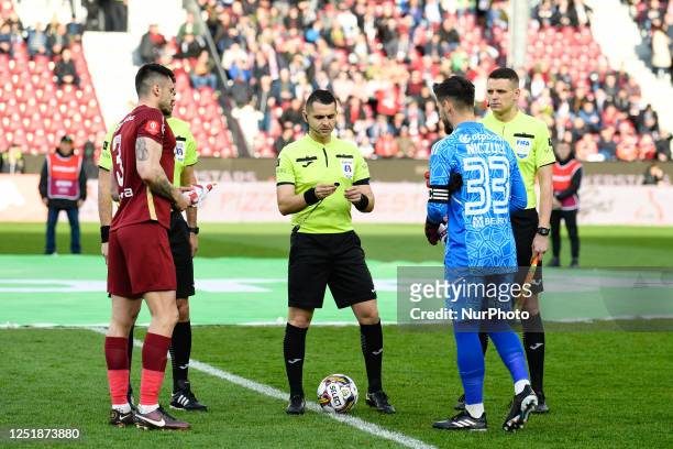 Iulian Calin, Andrei Burca and Roland Niczuly during stage 3 of play-offs in Romania Superliga1: CFR Cluj v. Sepsi OSK, disputed on Dr Constantin...