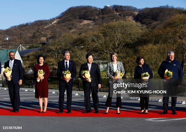 British Foreign Secretary James Cleverly, German Foreign Minister Annalena Baerbock, US Secretary of State Antony Blinken, Japan's Foreign Minister...