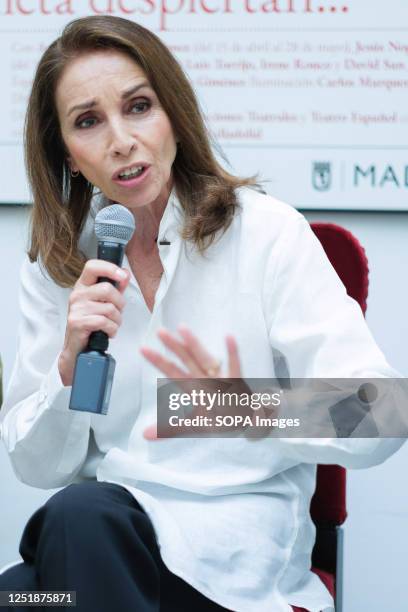 The actress María del Pilar Cuesta Acosta, better known by her stage name Ana Belen speaks during the press conference of the show "Romeo and...