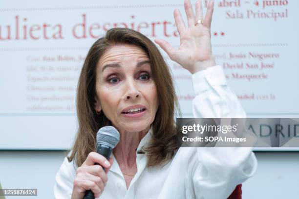 The actress María del Pilar Cuesta Acosta, better known by her stage name Ana Belen speaks during the press conference of the show "Romeo and...