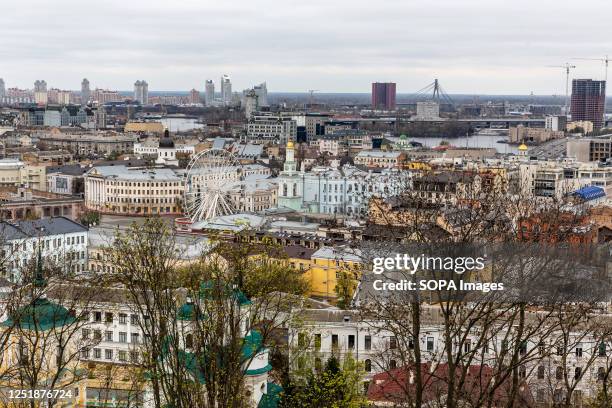 Panorama of central Kyiv. Kyiv remains relatively peaceful as the full-scale invasion of Ukraine by the Russian forces continues and Ukrainian forces...