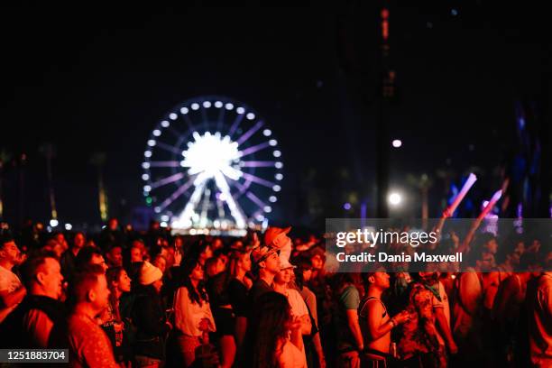 Coachella Valley, CA A crowd listens to Boygenius perform on day two of the first weekend at Coachella on Saturday, April 15, 2023 in Coachella...