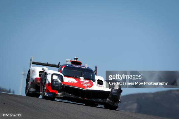 The Toyota Gazoo Racing GR010 Hybrid of Sebastien Buemi, Brendon Hartley, and Ryo Hirakawa in action during the 6 Hours of Portimao at Autodromo do...