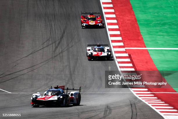 The Toyota Gazoo Racing GR010 Hybrid of Sebastien Buemi, Brendon Hartley, and Ryo Hirakawa in action during the 6 Hours of Portimao at Autodromo do...