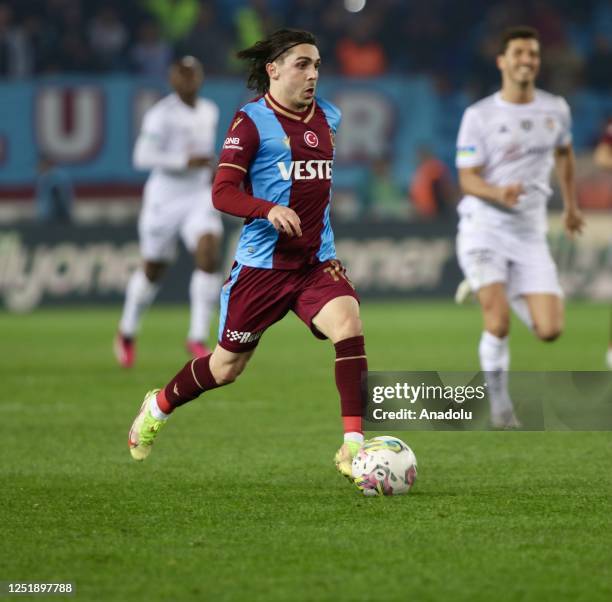 Abdulkadir Omur of Trabzonspor in action during the Turkish Super Lig week 29 football match between Trabzonspor and Besiktas at Senol Gunes Sports...