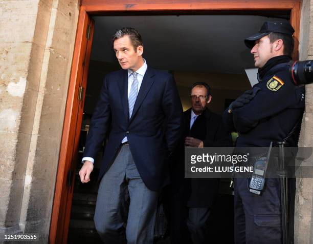 The son-in-law of Spain's King Juan Carlos, Inaki Urdangarin leaves the court in Palma de Mallorca, on the Spanish Balearic Island of Mallorca, on...