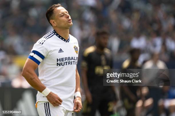 Javier Hernandez of Los Angeles Galaxy during the match against Los Angeles FC at Dignity Health Sports Park on April 16, 2023 in Los Angeles,...