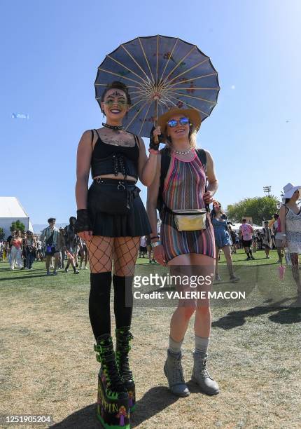 Music fans attend the first weekend of the Coachella Valley Music and Arts Festival in Indio, California, on April 15, 2023.