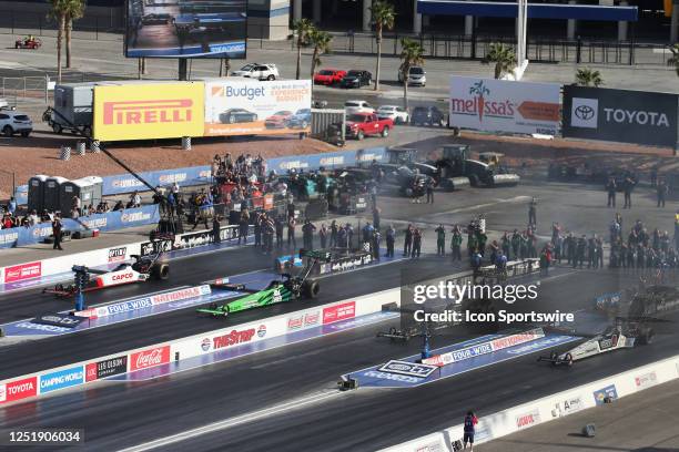 Antron Brown Matco Tools/Lucas Oil/Toyota NHRA Top Fuel Dragster wins the NHRA Four-Wide Nationals Camping World Drag Racing Series against Brittany...