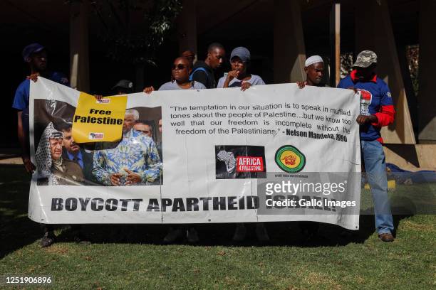 And Africa for Palestine lead a protest at Joburg City Council on April 14, 2023 Johannesburg, South Africa. The group is demanding an end to...