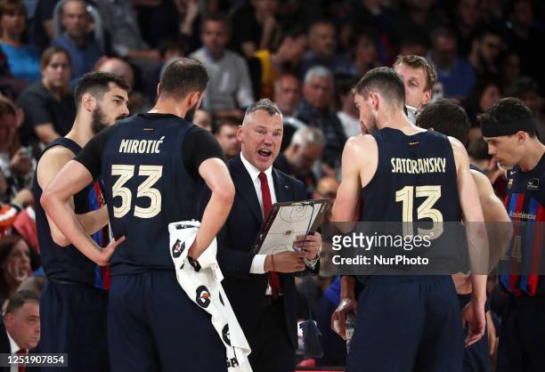 Sarunas Jasikevicius during the match between FC Barcelona and Real Madrid, corresponding to the week 27 of the Liga Endesa, played at the Palau...