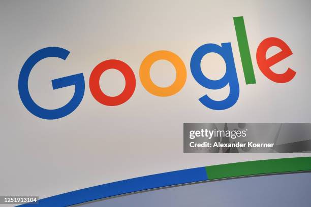 The logo of Google is seen at the 2023 Hannover Messe industrial trade fair on April 17, 2023 in Hanover, Germany. Over 4,000 companies, primarily...