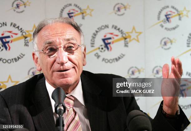 French football federation president Jean-Pierre Escalettes gives a press conference, 10 July 2006 in Paris, after a federal council. The FFF...