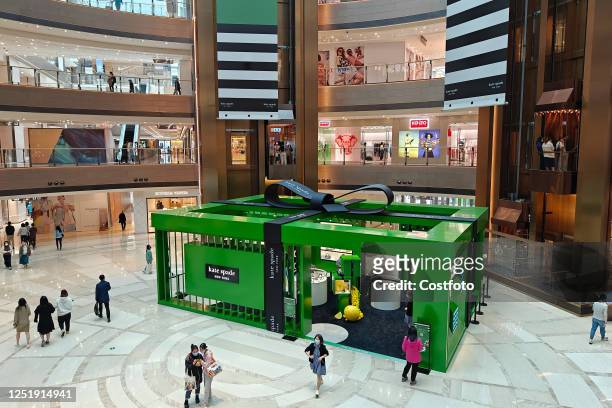 The Green Box Adventure flash mob held by Kate Spade, a light luxury brand, in Shanghai, China, April 17, 2023.