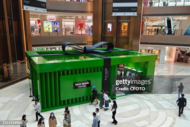 The Green Box Adventure flash mob held by Kate Spade, a light luxury brand, in Shanghai, China, April 17, 2023.