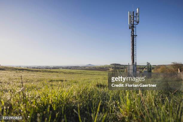 Radio mast is pictured near a village on April 12, 2023 in Koenigshain, Germany.
