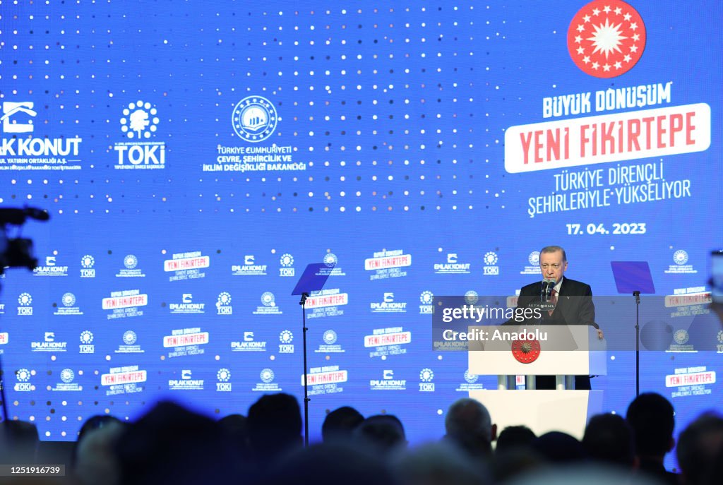 Tayyip Turkish President Recep Tayyip Erdogan gives a speech as he attends ...