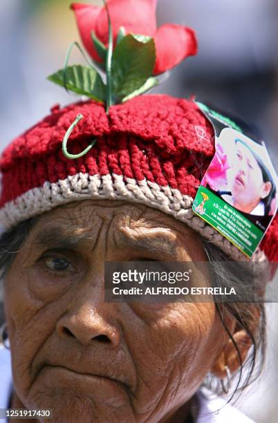 Una mujer pertenenciente de la organizacion Antorcha Campesina protesta en la ciudad de Mexico, 08 de Marzo de 2007, en el dia Internacional de la...