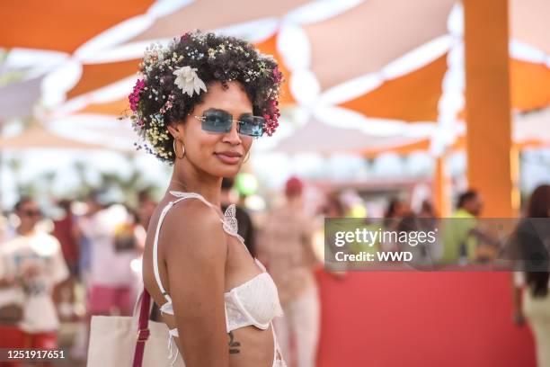 Street style at Coachella 2023 photographed by Katie Jones for WWD in Indio, California on April 16, 2023