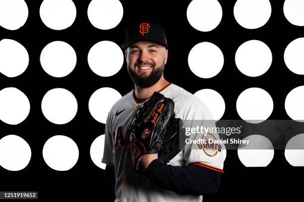 Jakob Junis of the San Francisco Giants poses for a photo during the San Francisco Giants Photo Day at Scottsdale Stadium on Friday, February 24,...