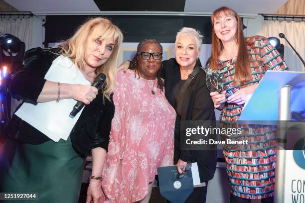 Helen Lederer, Llewella Gideon, Denise Welch and guest attend The 2023 Comedy Women In Print Prize ceremony at The Groucho Club on April 17, 2023 in...