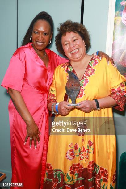 Angie Greaves and guest attend The 2023 Comedy Women In Print Prize ceremony at The Groucho Club on April 17, 2023 in London, England.
