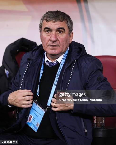 Gheorghe Hagi of Farul Constanta is seen during the Round 4 of Liga 1 Romania Play-off match between FCSB and Farul Constanta at National Arena...