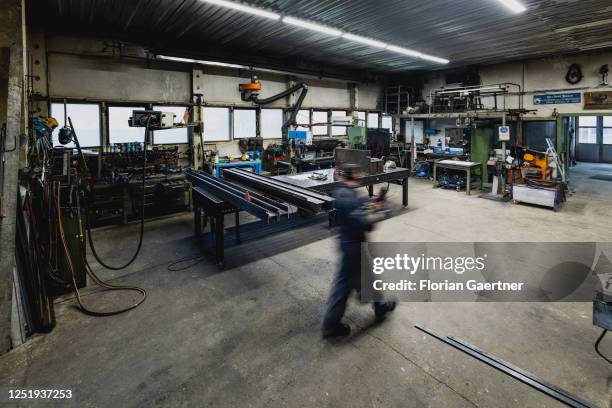 Metalworker is pictured in a forge on April 14, 2023 in Klitten, Germany.