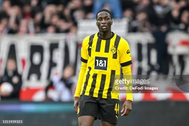 Soumaila Coulibaly of Borussia Dortmund Looks on during the Bundesliga match between VfB Stuttgart and Borussia Dortmund at Mercedes-Benz Arena on...