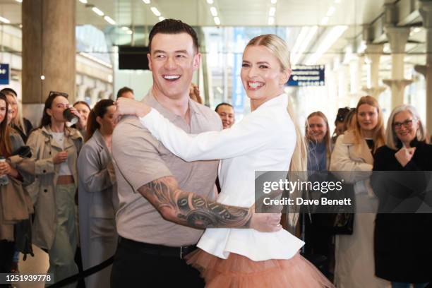 Strictly dancers Kai Widdrington and Nadiya Bychkova dance live to launch their "Let's Dance" campaign with Dune London at St Pancras Station on...