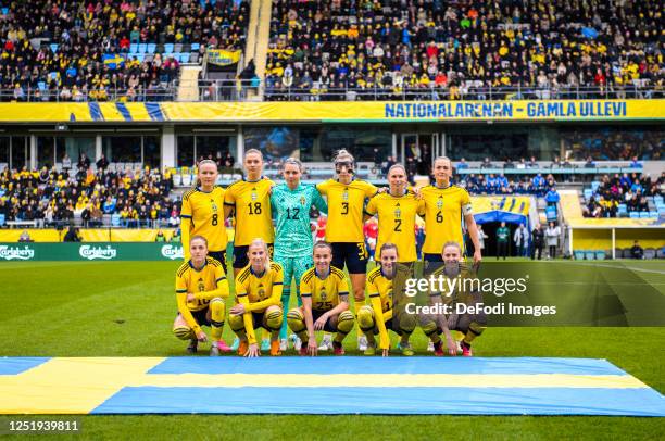 Sweden Team photo during the Women's international friendly between Sweden and Norway at Gamla Ullevi on April 11, 2023 in Gothenburg, Sweden.