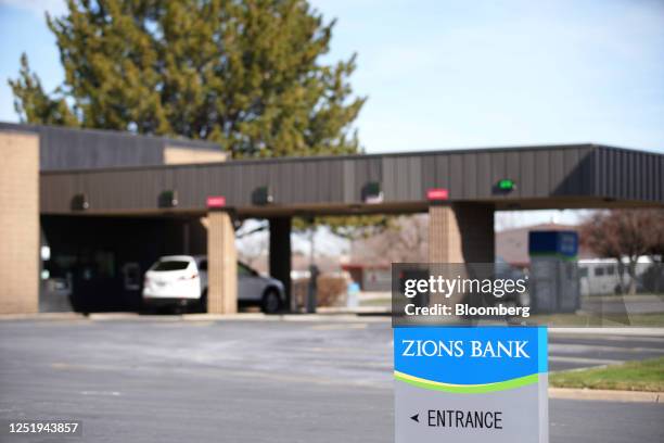 Zion Bank branch in Orem, Utah, US, on Friday, April 7, 2023. Zions Bancorp is scheduled to release earnings figures on April 19. Photographer:...