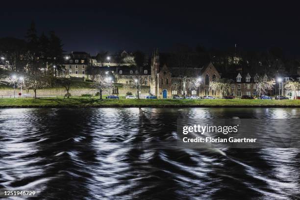 Cityscape is pictured at night on March 08, 2023 in Inverness, United Kingdom.