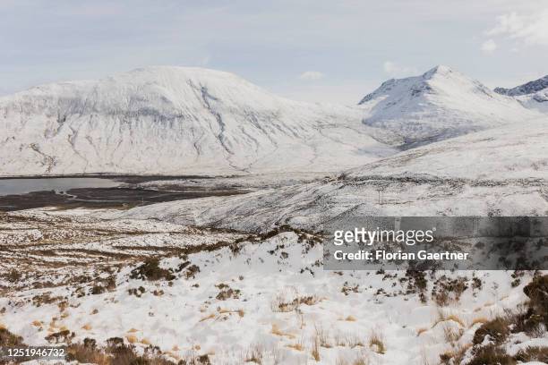 Snow-covered landscape is pictured on March 09, 2023 in Luib, United Kingdom.