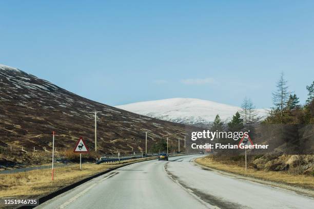 Country road with a car is pictured on March 08, 2023 in Edinburgh, United Kingdom.