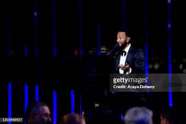 John Legend performs onstage during the Ninth Breakthrough Prize Ceremony at Academy Museum of Motion Pictures on April 15, 2023 in Los Angeles,...