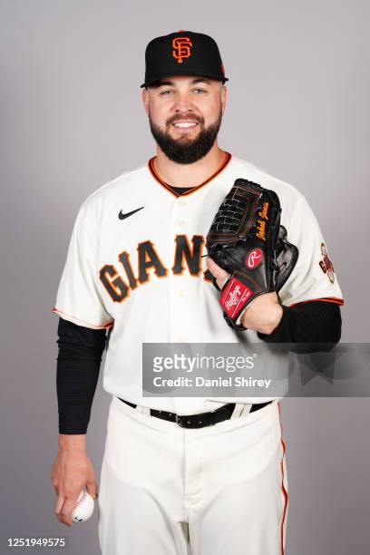 Jakob Junis of the San Francisco Giants poses for a photo during the San Francisco Giants Photo Day at Scottsdale Stadium on Friday, February 24,...