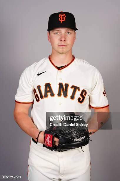 Kyle Harrison of the San Francisco Giants poses for a photo during the San Francisco Giants Photo Day at Scottsdale Stadium on Friday, February 24,...