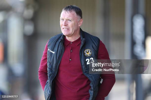 Newport County manager Graham Coughlan during the Sky Bet League 2 match between Newport County and Hartlepool United at Rodney Parade, Newport on...