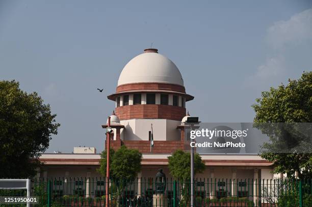 General view of the premises of India's Supreme Court during the hearing of the Same-Sex Marriage plea in New Delhi, India on April 18, 2023. India's...