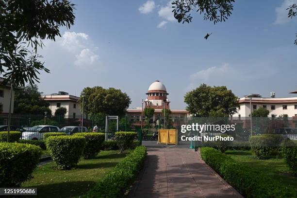 General view of the premises of India's Supreme Court during the hearing of the Same-Sex Marriage plea in New Delhi, India on April 18, 2023. India's...