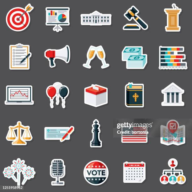 us election sticker set - voting sticker stock illustrations