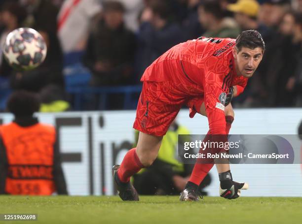 Real Madrid's Thibaut Courtois during the UEFA Champions League quarterfinal second leg match between Chelsea FC and Real Madrid at Stamford Bridge...