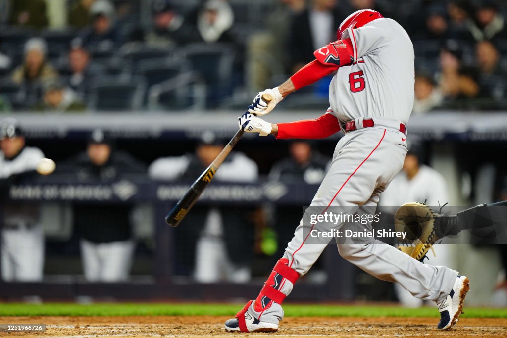 Angels Mlb Rendon Anthony Rendon of the Los Angeles Angels hits a one RBI single in the ...