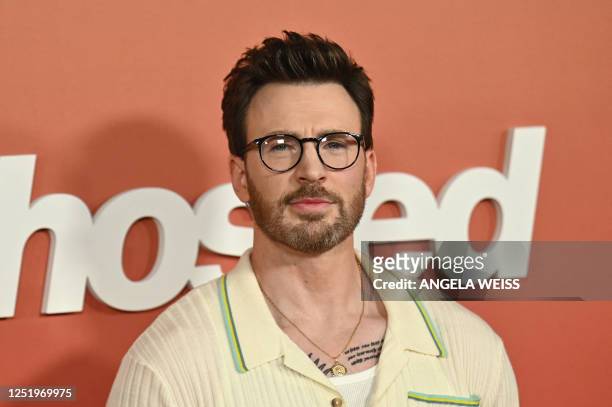 Actor Chris Evans arrives for the "Ghosted" premiere at AMC Lincoln Square Theater in New York City on April 18, 2023.