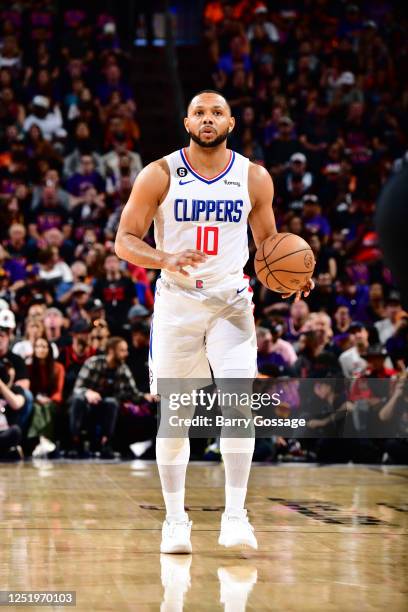 Eric Gordon of the LA Clippers dribbles the ball during the game against the Phoenix Suns during Round 1 Game 2 of the 2023 NBA Playoffs on April 18,...